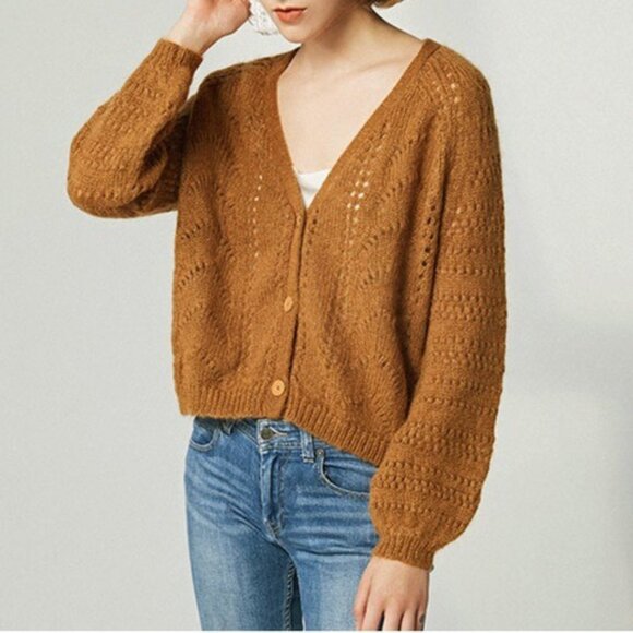 Sezane Sweaters - Rare! EUC Sezane Dereck Mohair Merino Cardigan Brown Large